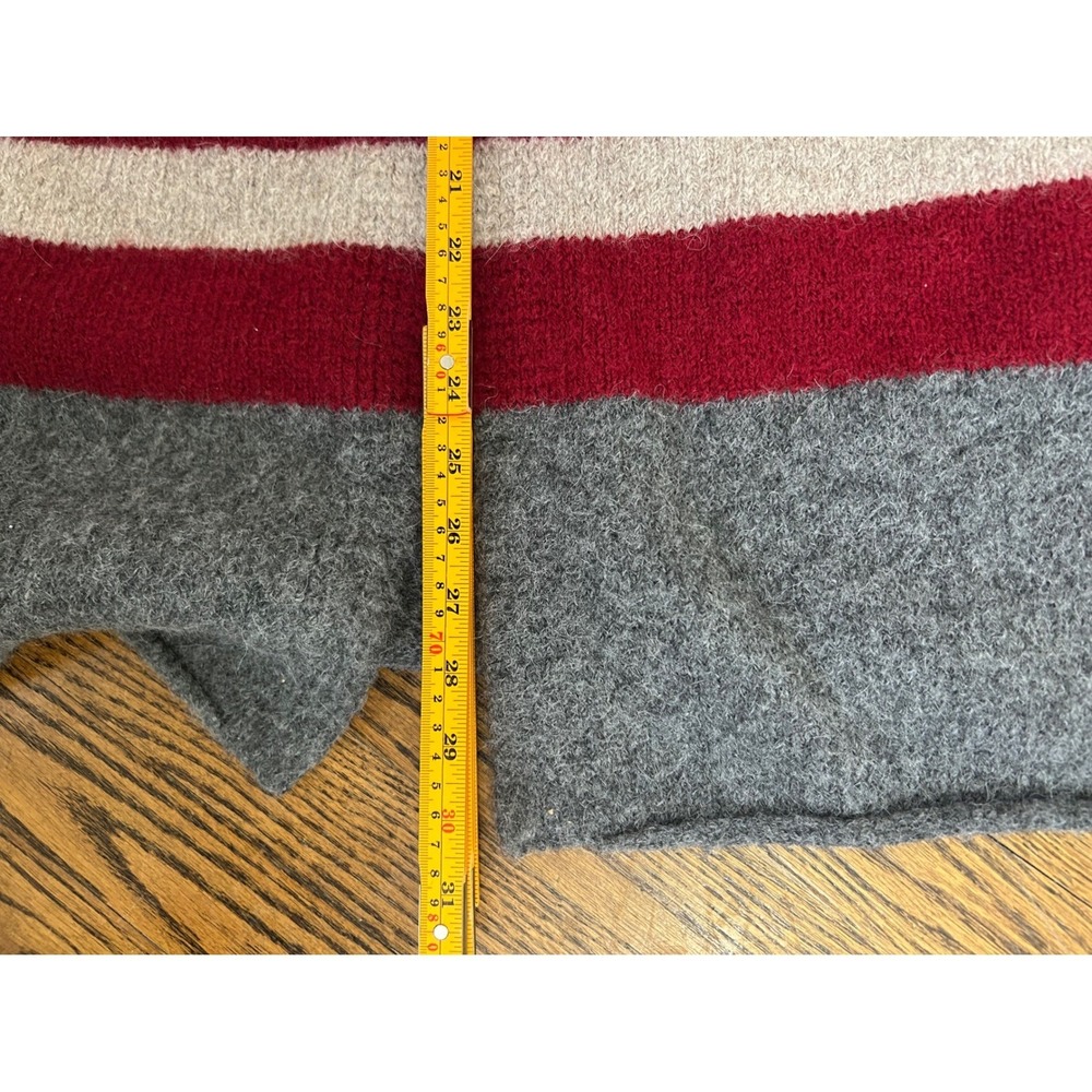 Peruvian Connection XL Red Striped Hood Alpaca Cardigan Blanket Sweater Coat - Picture 8 of 10
